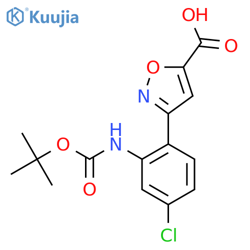 3-(2-{(tert-butoxy)carbonylamino}-4-chlorophenyl)-1,2-oxazole-5-carboxylic acid structure