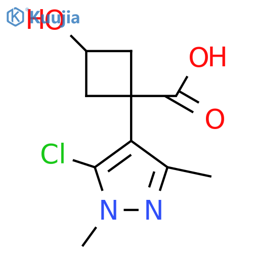 1-(5-chloro-1,3-dimethyl-1H-pyrazol-4-yl)-3-hydroxycyclobutane-1-carboxylic acid structure