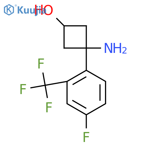 3-amino-3-4-fluoro-2-(trifluoromethyl)phenylcyclobutan-1-ol structure