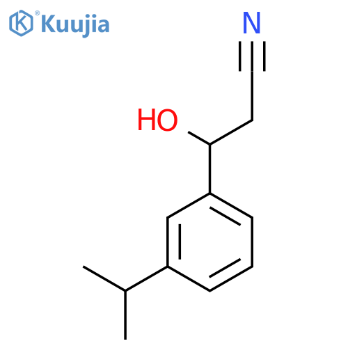 3-hydroxy-3-3-(propan-2-yl)phenylpropanenitrile structure