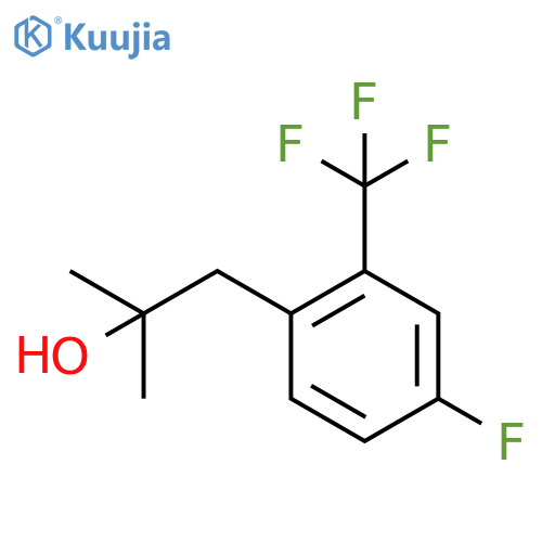 1-4-fluoro-2-(trifluoromethyl)phenyl-2-methylpropan-2-ol structure