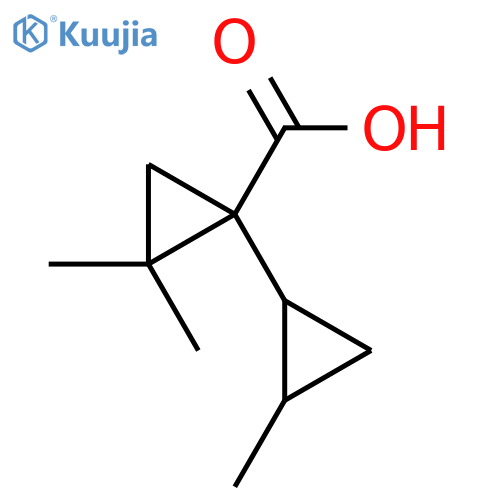 2,2-dimethyl-1-(2-methylcyclopropyl)cyclopropane-1-carboxylic acid structure