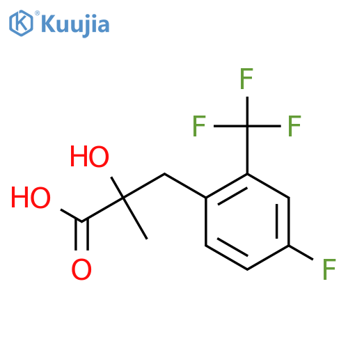 3-4-fluoro-2-(trifluoromethyl)phenyl-2-hydroxy-2-methylpropanoic acid structure