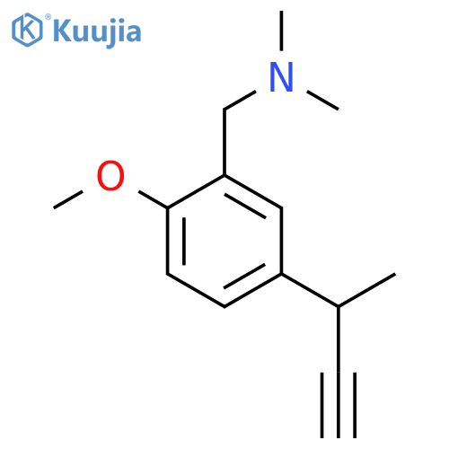 {5-(but-3-yn-2-yl)-2-methoxyphenylmethyl}dimethylamine structure