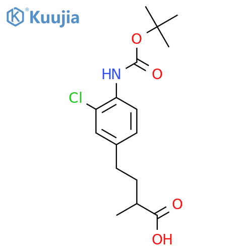 4-(4-{(tert-butoxy)carbonylamino}-3-chlorophenyl)-2-methylbutanoic acid structure