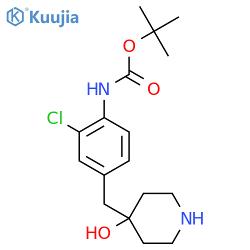 tert-butyl N-{2-chloro-4-(4-hydroxypiperidin-4-yl)methylphenyl}carbamate structure