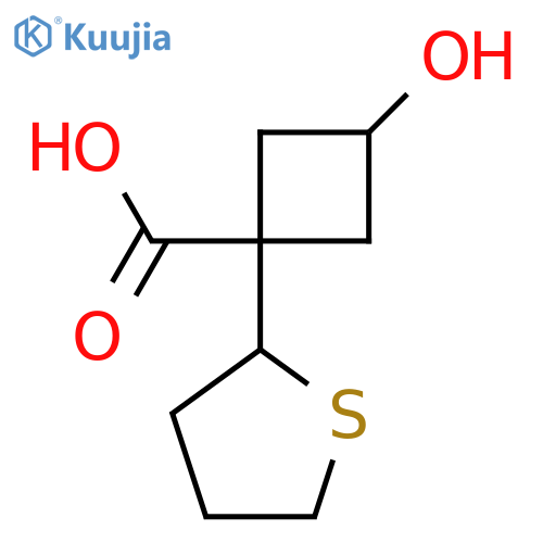 3-hydroxy-1-(thiolan-2-yl)cyclobutane-1-carboxylic acid structure