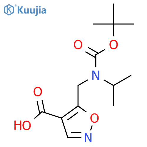 5-({(tert-butoxy)carbonyl(propan-2-yl)amino}methyl)-1,2-oxazole-4-carboxylic acid structure