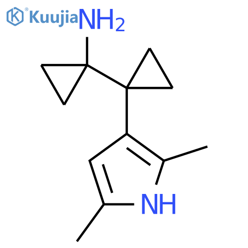 1-1-(2,5-dimethyl-1H-pyrrol-3-yl)cyclopropylcyclopropan-1-amine structure