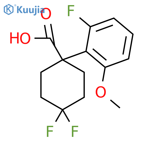 4,4-difluoro-1-(2-fluoro-6-methoxyphenyl)cyclohexane-1-carboxylic acid structure