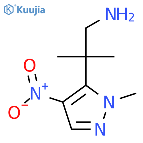 2-methyl-2-(1-methyl-4-nitro-1H-pyrazol-5-yl)propan-1-amine structure