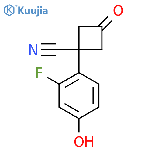 1-(2-fluoro-4-hydroxyphenyl)-3-oxocyclobutane-1-carbonitrile structure