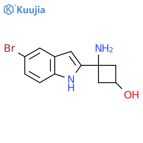 3-amino-3-(5-bromo-1H-indol-2-yl)cyclobutan-1-ol structure