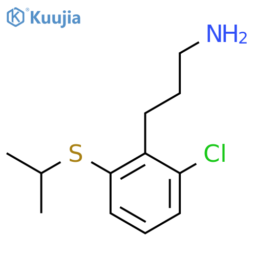 3-2-chloro-6-(propan-2-ylsulfanyl)phenylpropan-1-amine structure