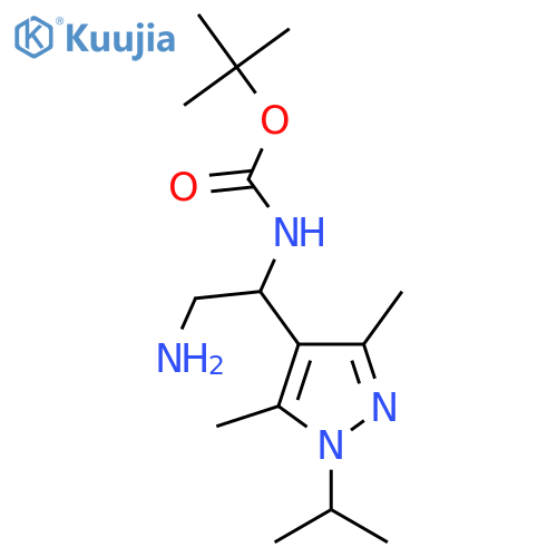 tert-butyl N-{2-amino-1-3,5-dimethyl-1-(propan-2-yl)-1H-pyrazol-4-ylethyl}carbamate structure