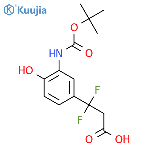 3-(3-{(tert-butoxy)carbonylamino}-4-hydroxyphenyl)-3,3-difluoropropanoic acid structure
