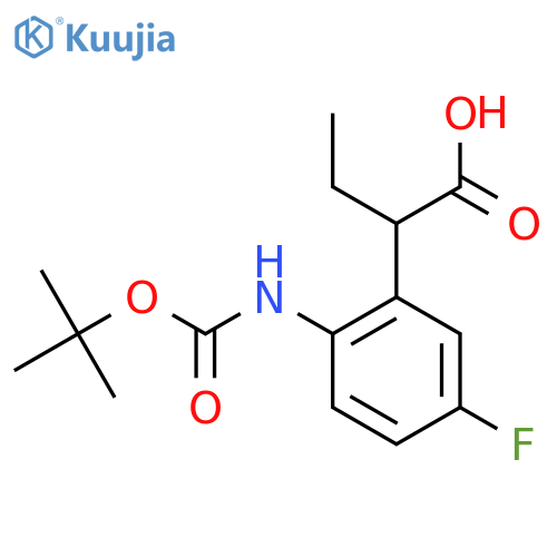 2-(2-{(tert-butoxy)carbonylamino}-5-fluorophenyl)butanoic acid structure