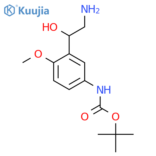 tert-butyl N-3-(2-amino-1-hydroxyethyl)-4-methoxyphenylcarbamate structure