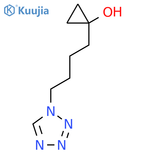 1-4-(1H-1,2,3,4-tetrazol-1-yl)butylcyclopropan-1-ol structure