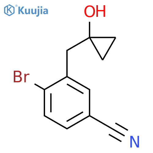 4-bromo-3-(1-hydroxycyclopropyl)methylbenzonitrile structure