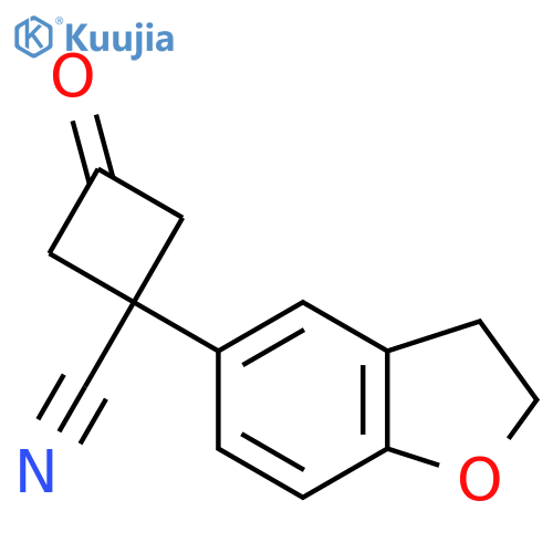 1-(2,3-dihydro-1-benzofuran-5-yl)-3-oxocyclobutane-1-carbonitrile structure