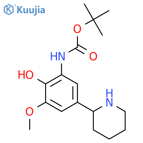 tert-butyl N-2-hydroxy-3-methoxy-5-(piperidin-2-yl)phenylcarbamate structure