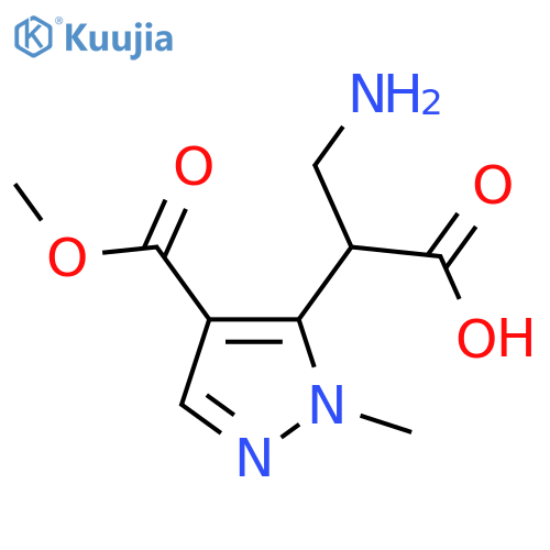 3-amino-2-4-(methoxycarbonyl)-1-methyl-1H-pyrazol-5-ylpropanoic acid structure
