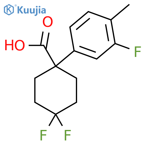 4,4-difluoro-1-(3-fluoro-4-methylphenyl)cyclohexane-1-carboxylic acid structure