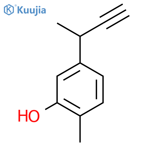 5-(but-3-yn-2-yl)-2-methylphenol structure