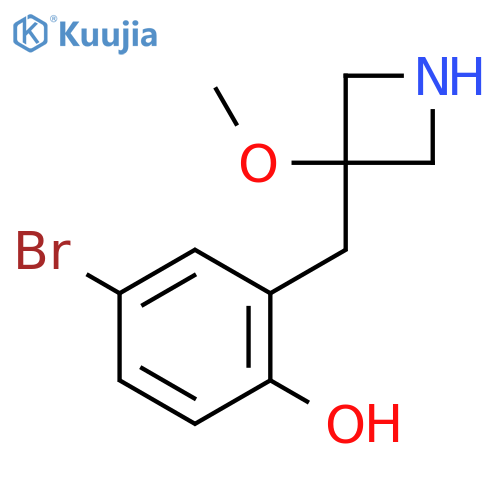 4-bromo-2-(3-methoxyazetidin-3-yl)methylphenol structure