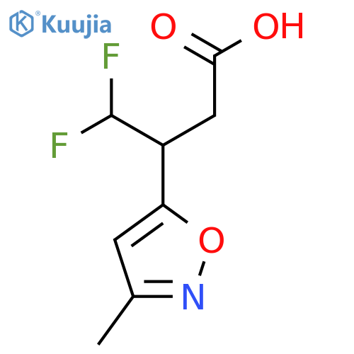 4,4-difluoro-3-(3-methyl-1,2-oxazol-5-yl)butanoic acid structure