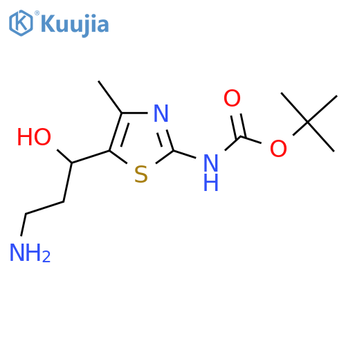 tert-butyl N-5-(3-amino-1-hydroxypropyl)-4-methyl-1,3-thiazol-2-ylcarbamate structure
