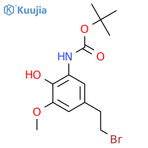 tert-butyl N-5-(2-bromoethyl)-2-hydroxy-3-methoxyphenylcarbamate structure
