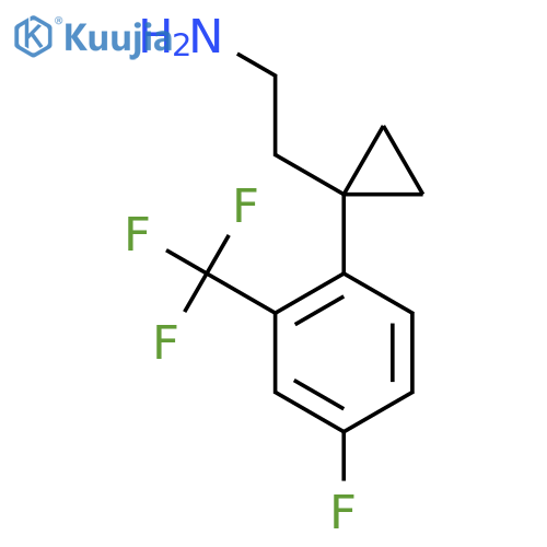 2-{1-4-fluoro-2-(trifluoromethyl)phenylcyclopropyl}ethan-1-amine structure
