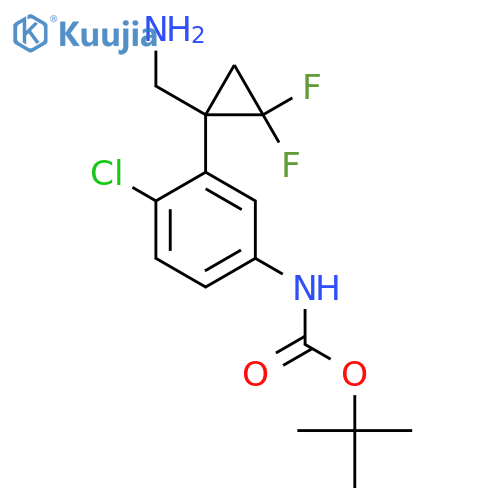 tert-butyl N-{3-[1-(aminomethyl)-2,2-difluorocyclopropyl]-4-chlorophenyl}carbamate structure