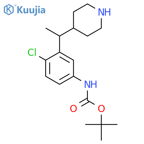 tert-butyl N-{4-chloro-3-1-(piperidin-4-yl)ethylphenyl}carbamate structure
