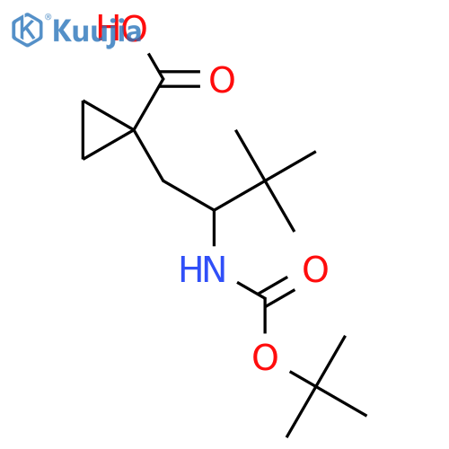 1-(2-{(tert-butoxy)carbonylamino}-3,3-dimethylbutyl)cyclopropane-1-carboxylic acid structure