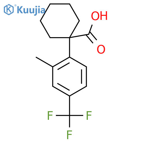 1-2-methyl-4-(trifluoromethyl)phenylcyclohexane-1-carboxylic acid structure