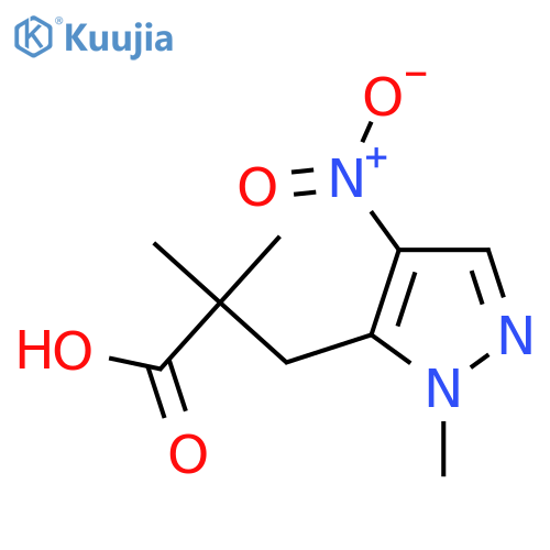 2,2-dimethyl-3-(1-methyl-4-nitro-1H-pyrazol-5-yl)propanoic acid structure