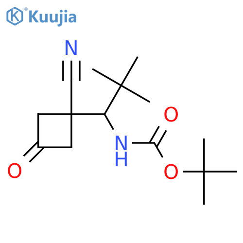 tert-butyl N-1-(1-cyano-3-oxocyclobutyl)-2,2-dimethylpropylcarbamate structure
