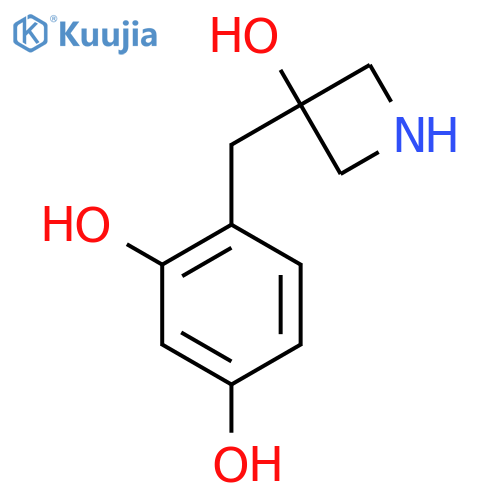 4-(3-hydroxyazetidin-3-yl)methylbenzene-1,3-diol structure