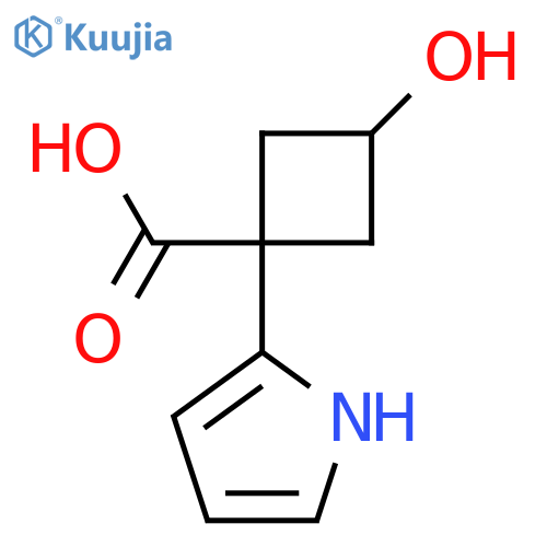 3-hydroxy-1-(1H-pyrrol-2-yl)cyclobutane-1-carboxylic acid structure