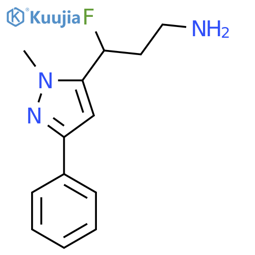 3-fluoro-3-(1-methyl-3-phenyl-1H-pyrazol-5-yl)propan-1-amine structure