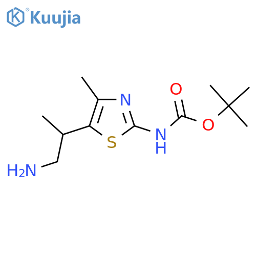 tert-butyl N-5-(1-aminopropan-2-yl)-4-methyl-1,3-thiazol-2-ylcarbamate structure