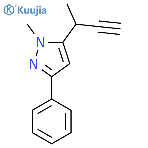 5-(but-3-yn-2-yl)-1-methyl-3-phenyl-1H-pyrazole structure