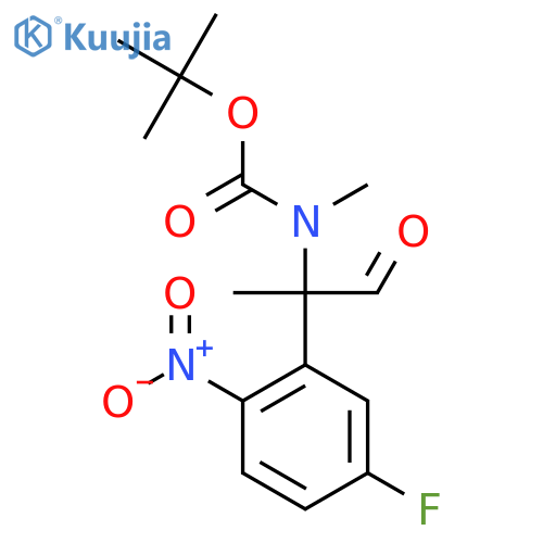 tert-butyl N-2-(5-fluoro-2-nitrophenyl)-1-oxopropan-2-yl-N-methylcarbamate structure