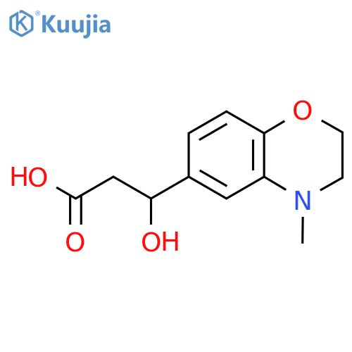 3-hydroxy-3-(4-methyl-3,4-dihydro-2H-1,4-benzoxazin-6-yl)propanoic acid structure