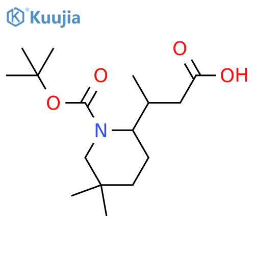 3-{1-(tert-butoxy)carbonyl-5,5-dimethylpiperidin-2-yl}butanoic acid structure