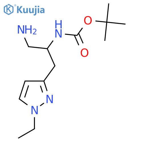 tert-butyl N-1-amino-3-(1-ethyl-1H-pyrazol-3-yl)propan-2-ylcarbamate structure