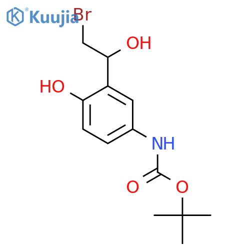 tert-butyl N-3-(2-bromo-1-hydroxyethyl)-4-hydroxyphenylcarbamate structure